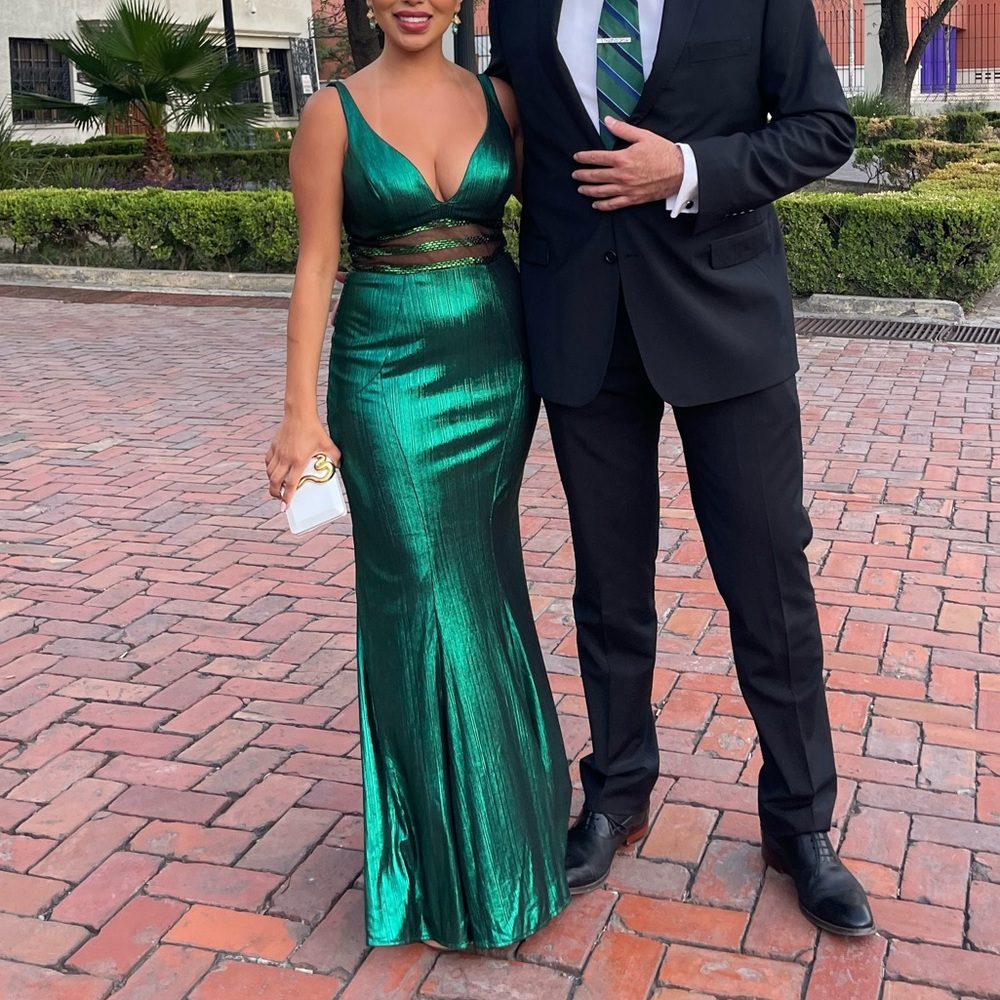 Mac Duggal Green Mermaid Gown Formal Dress